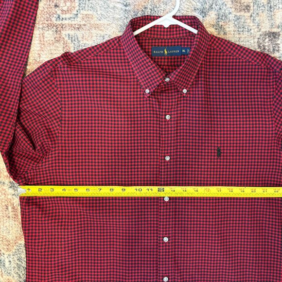 Ralph Lauren Polo Men's Classic Red/Black Gingham L/S Button-Down Shirt XL Pony - Picture 7 of 10